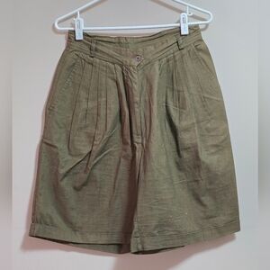 Vintage Brettons 100% cotton tailored bermuda pleated  kaki green short